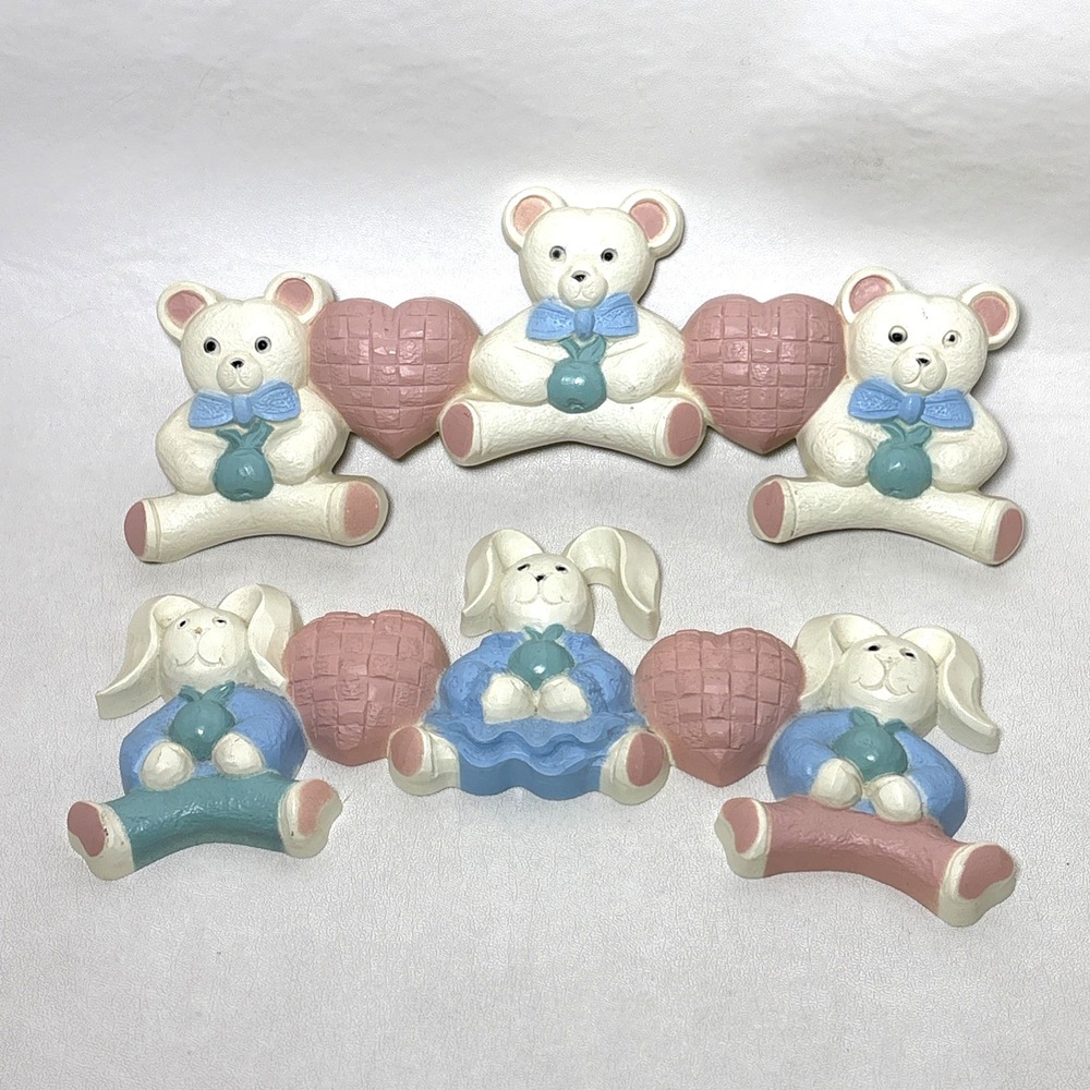 Bunny Rabbits Bears Vintage 80s‎ HOMCO Nursery Kid's Room Wall Decor Cottagecore